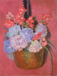 Kobbergryte med hortensiaer, 1916
